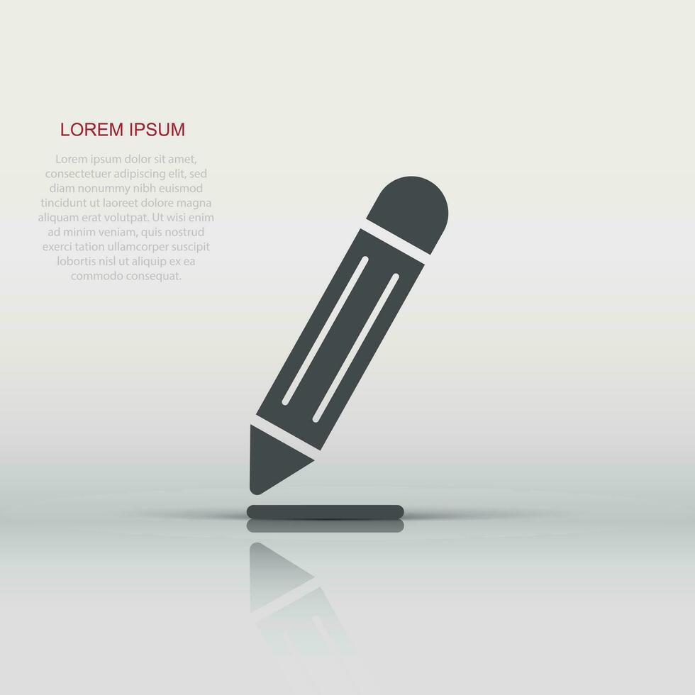 Pencil icon in flat style. Pen vector illustration on white isolated background. Drawing business concept.