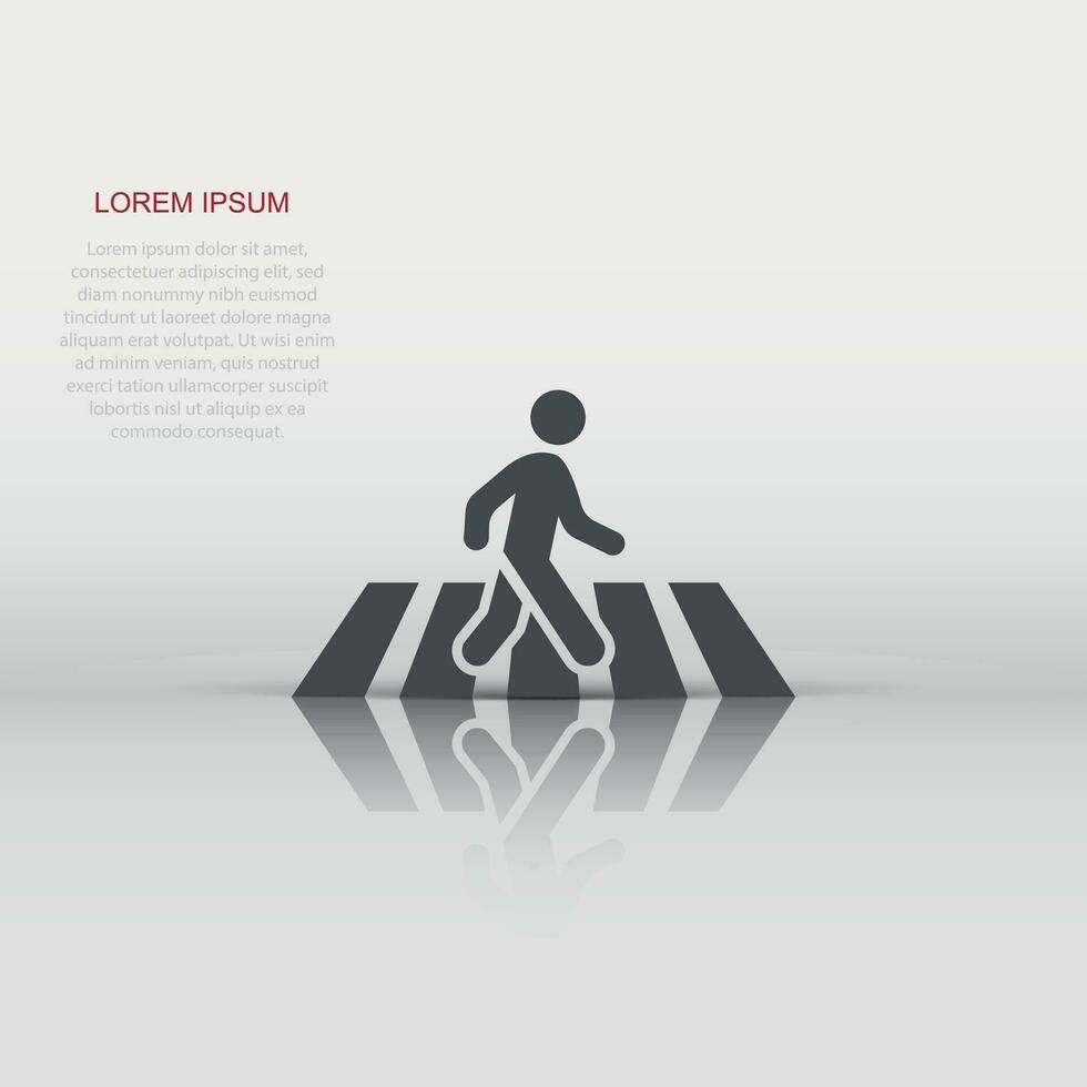 Pedestrian crosswalk icon in flat style. People walkway sign vector illustration on white isolated background. Navigation business concept.