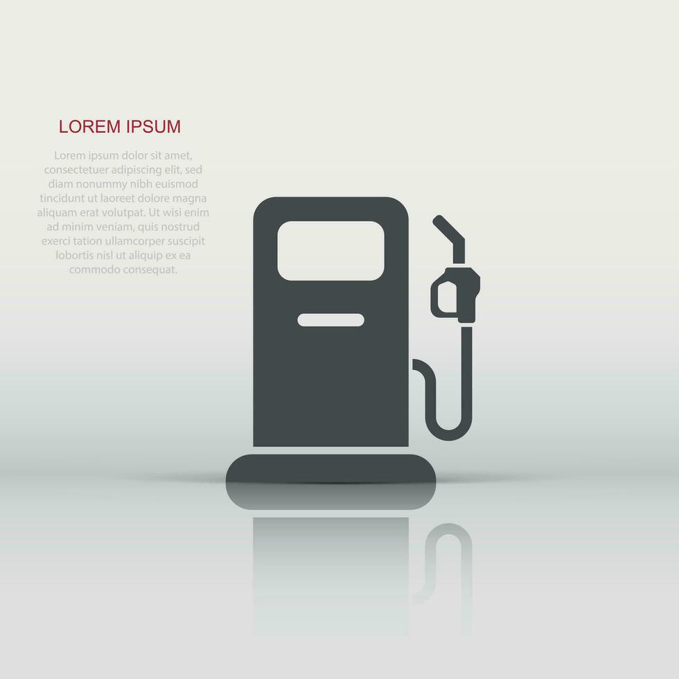 Fuel pump icon in flat style. Gas station sign vector illustration on white isolated background. Petrol business concept.