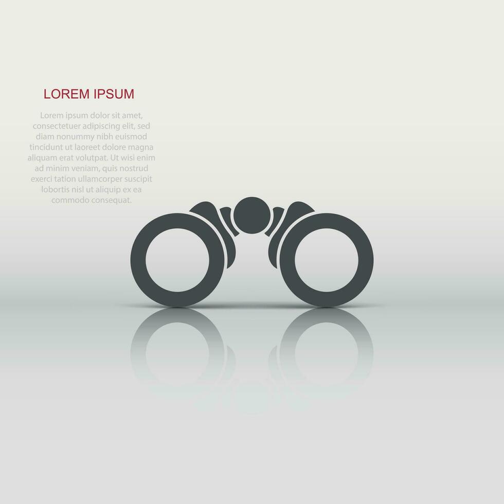 Binocular icon in flat style. Search vector illustration on white isolated background. Zoom business concept.