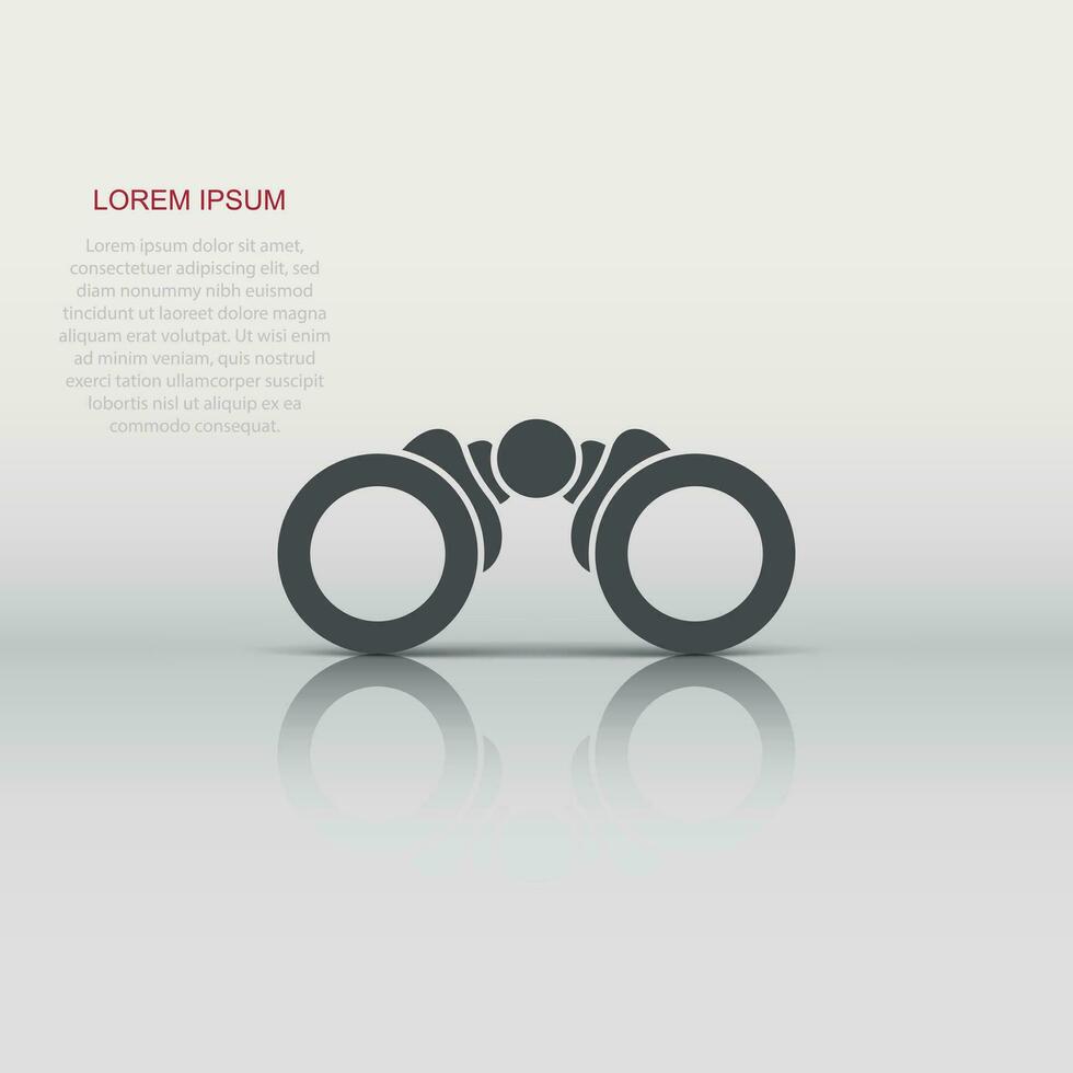 Binocular icon in flat style. Search vector illustration on white isolated background. Zoom business concept.