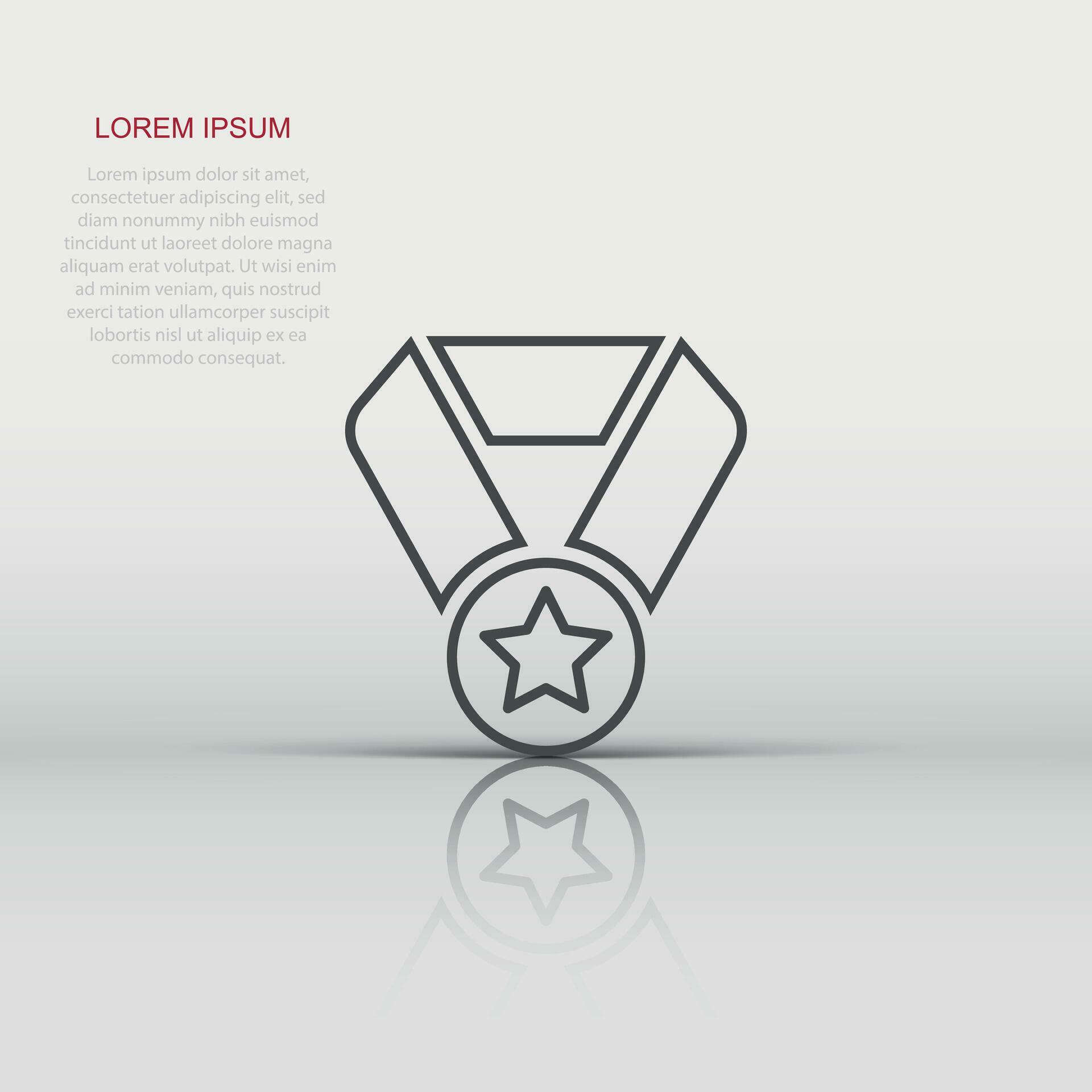 Medal icon in flat style. Prize sign vector illustration on white