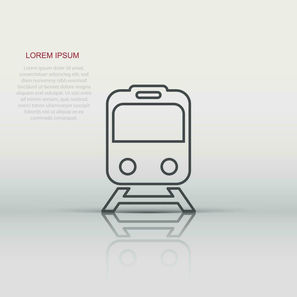 Metro icon in flat style. Train subway vector illustration on white isolated background. Railroad cargo business concept.