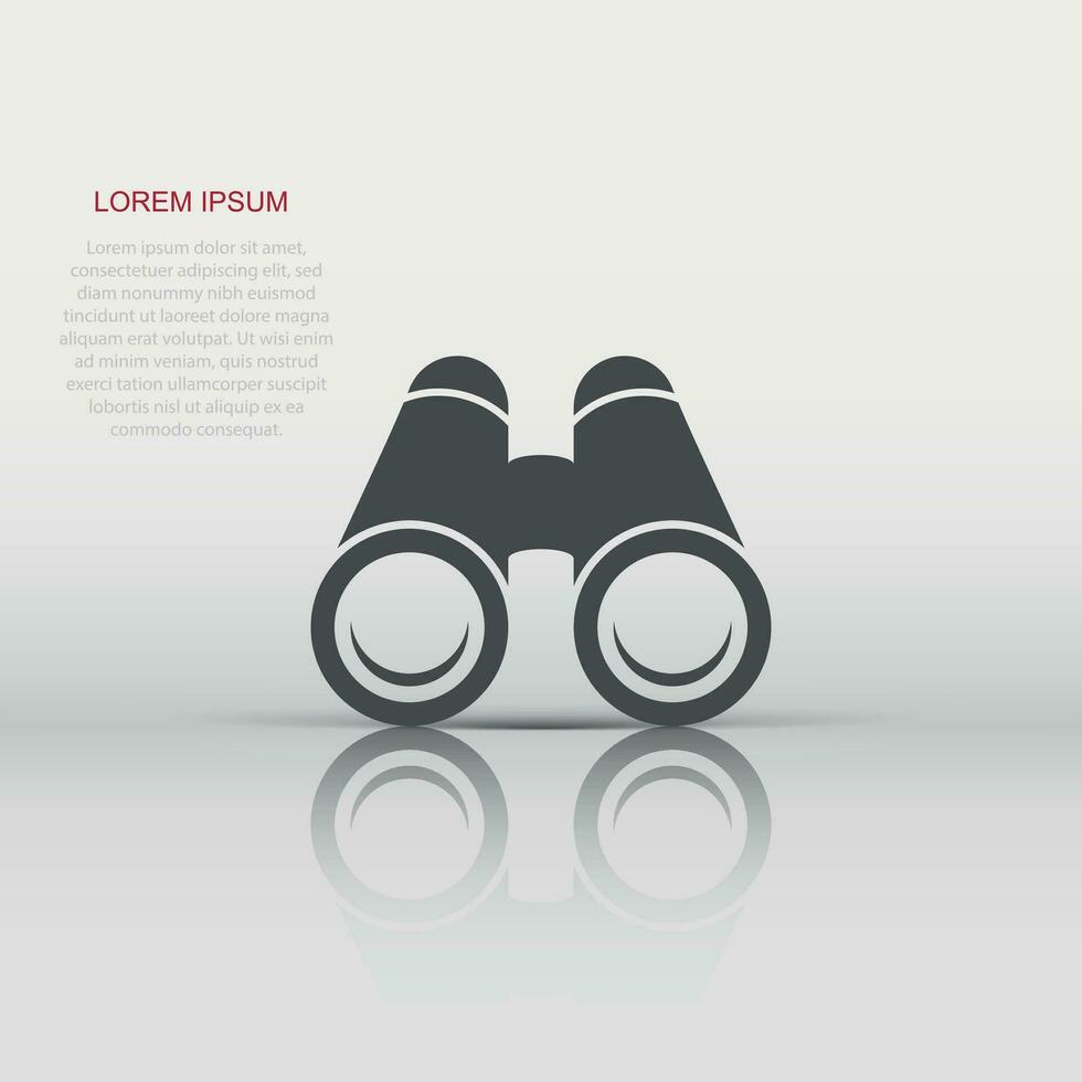 icono binocular en estilo plano. buscar ilustración vectorial sobre fondo blanco aislado. zoom concepto de negocio. vector