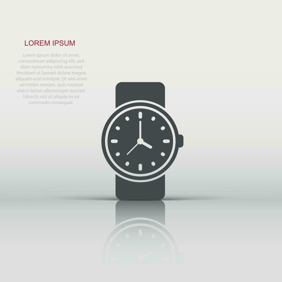 icono de reloj de pulsera en estilo plano. ilustración de vector de reloj de mano sobre fondo blanco aislado. concepto de negocio de pulsera de tiempo.
