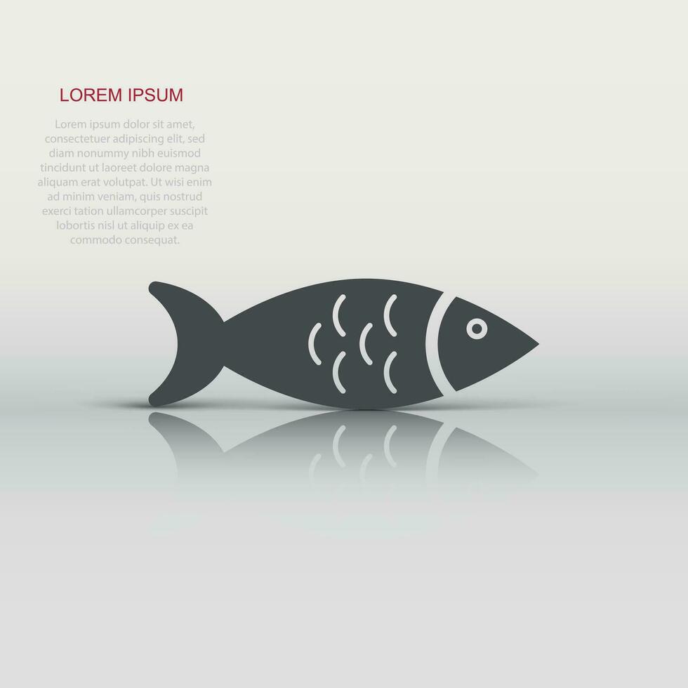 icono de pescado en estilo plano. ilustración vectorial de mariscos sobre fondo blanco aislado. concepto de negocio de animales marinos. vector