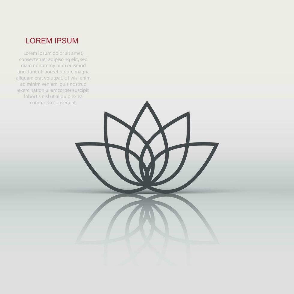 Lotus icon in flat style. Flower leaf vector illustration on white isolated background. Blossom plant business concept.