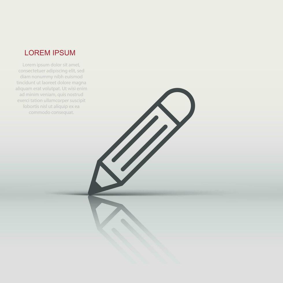 Pencil icon in flat style. Pen vector illustration on white isolated background. Drawing business concept.