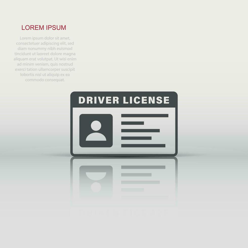 Driver license icon in flat style. Id card vector illustration on white isolated background. Identity business concept.