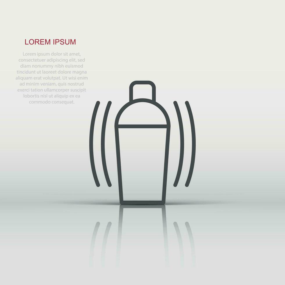 Shaker cocktail icon in flat style. Alcohol bottle vector illustration on white isolated background. Bar drink business concept.