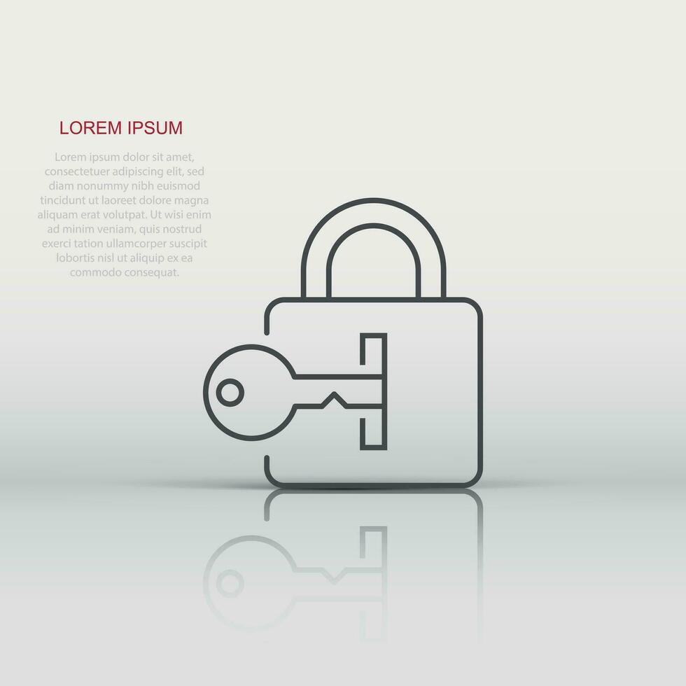 Locker icon in flat style. Padlock password vector illustration on white isolated background. Key unlock business concept.