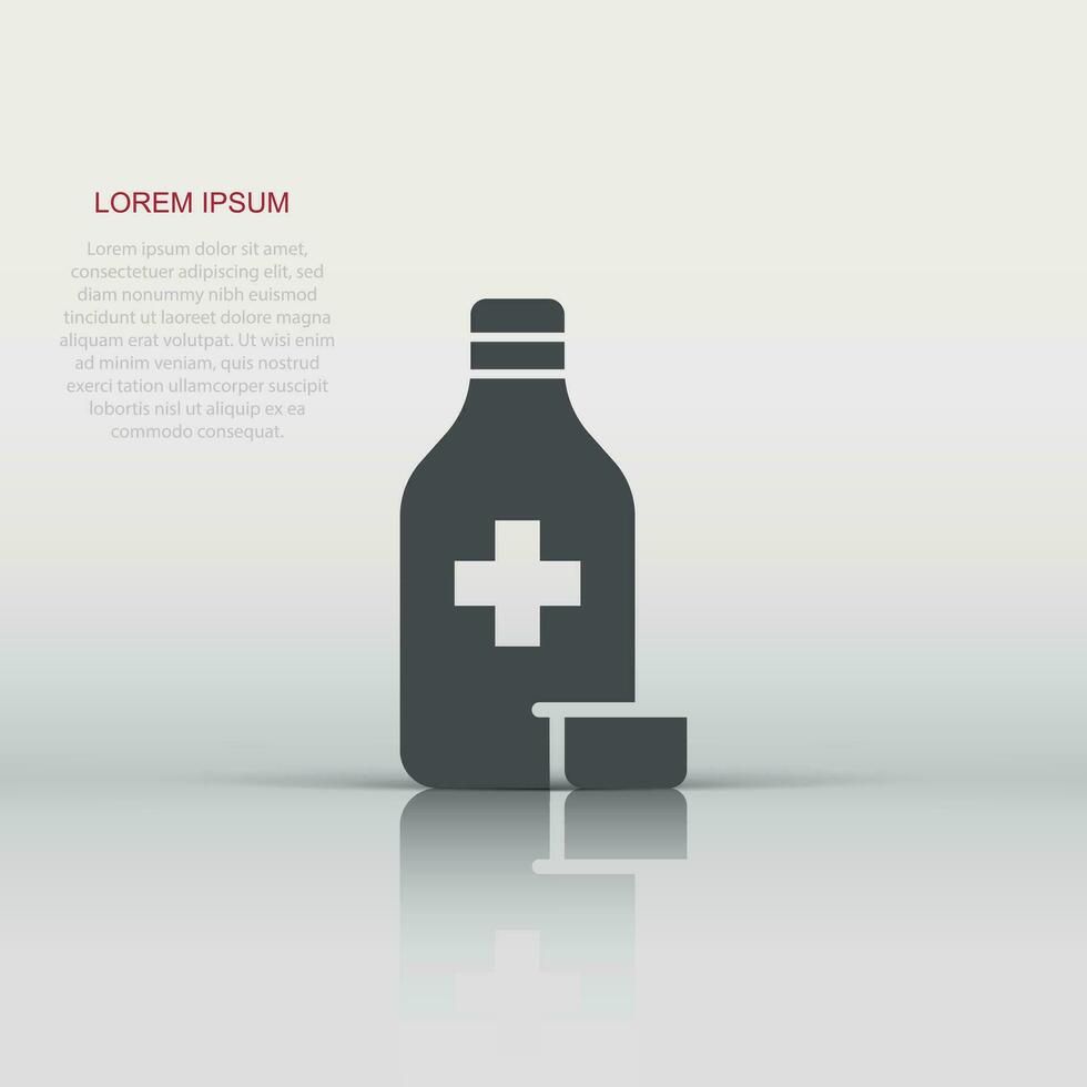 Pill bottle icon in flat style. Drugs vector illustration on white isolated background. Pharmacy business concept.