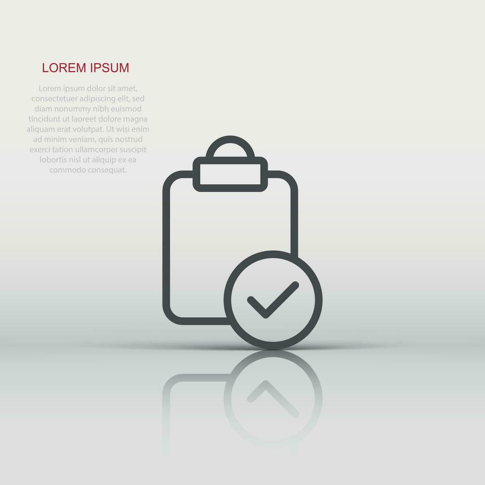 Document checkbox icon in flat style. Test vector illustration on white isolated background. Contract business concept.