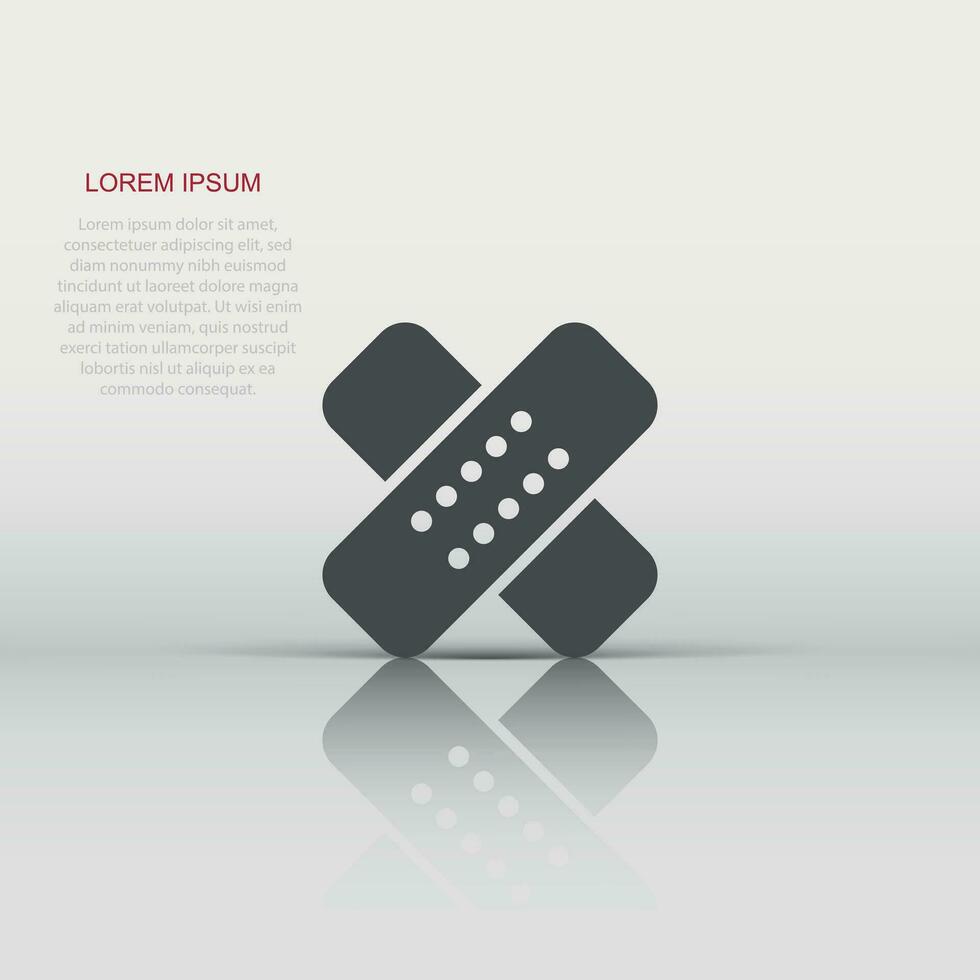Bandage icon in flat style. Plaster vector illustration on white isolated background. First aid kit business concept.