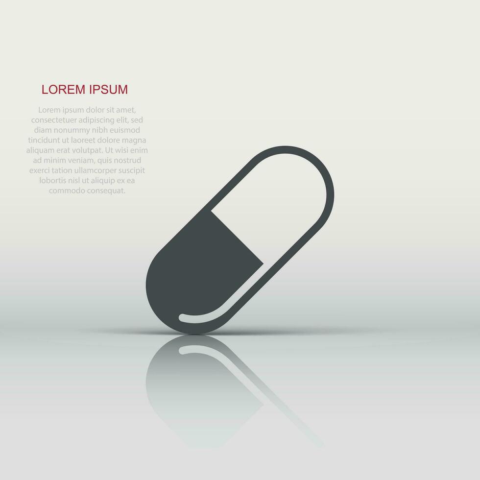 Pill capsule icon in flat style. Drugs vector illustration on white isolated background. Pharmacy business concept.