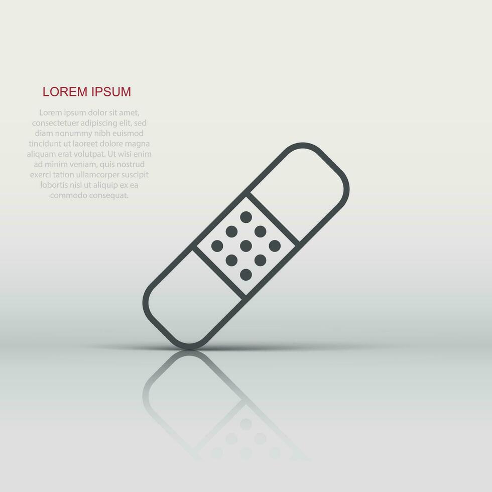 Bandage icon in flat style. Plaster vector illustration on white isolated background. First aid kit business concept.