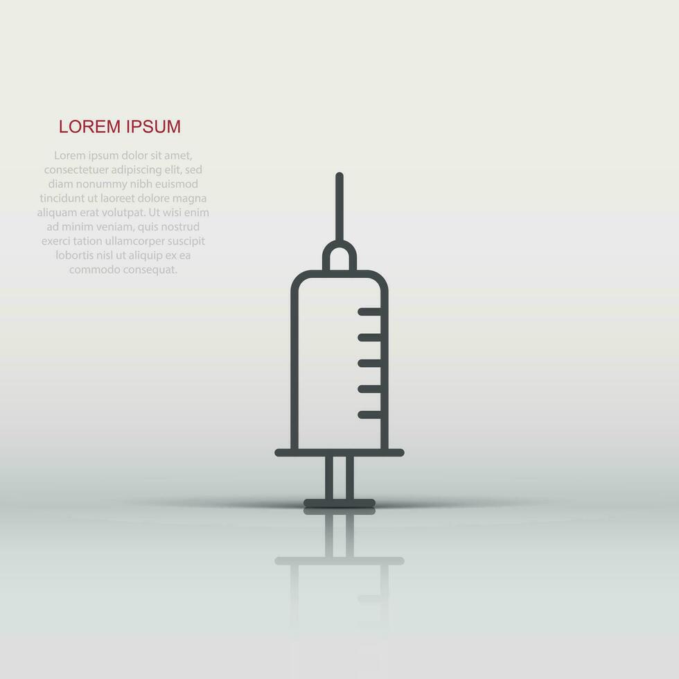 Syringe icon in flat style. Inject needle vector illustration on white isolated background. Drug dose business concept.