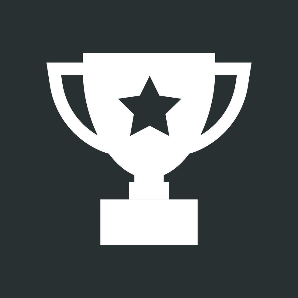 trofeo taza plano vector icono. sencillo ganador símbolo. blanco ilustración aislado en negro antecedentes.