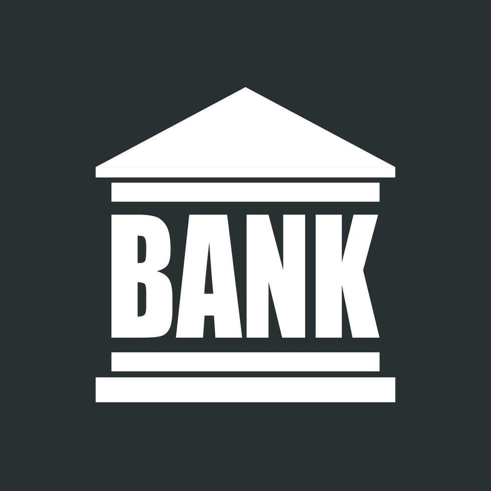 Bank building icon in flat style. Vector illustration on black background.