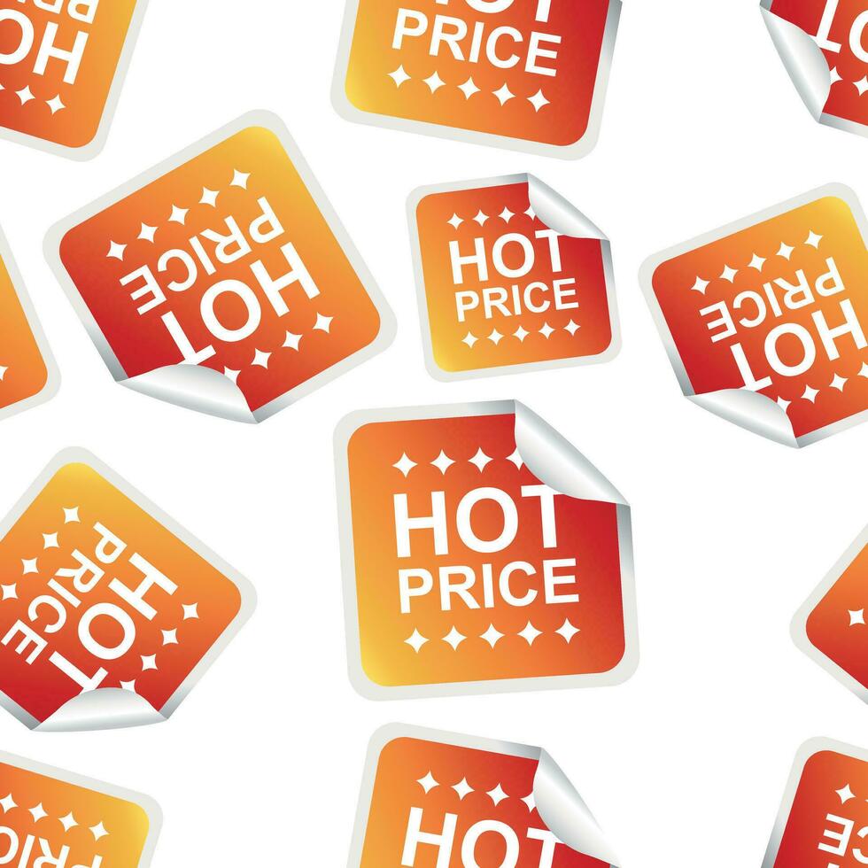 Hot price sticker seamless pattern background icon. Business flat vector illustration. Shopping sale sign symbol pattern.