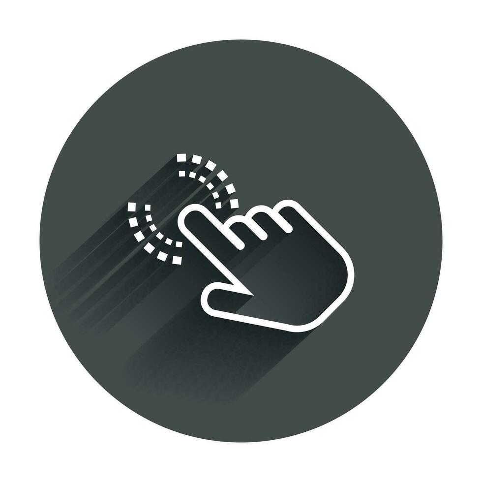 Click hand icon. Cursor finger sign flat vector. Illustration with long shadow. vector