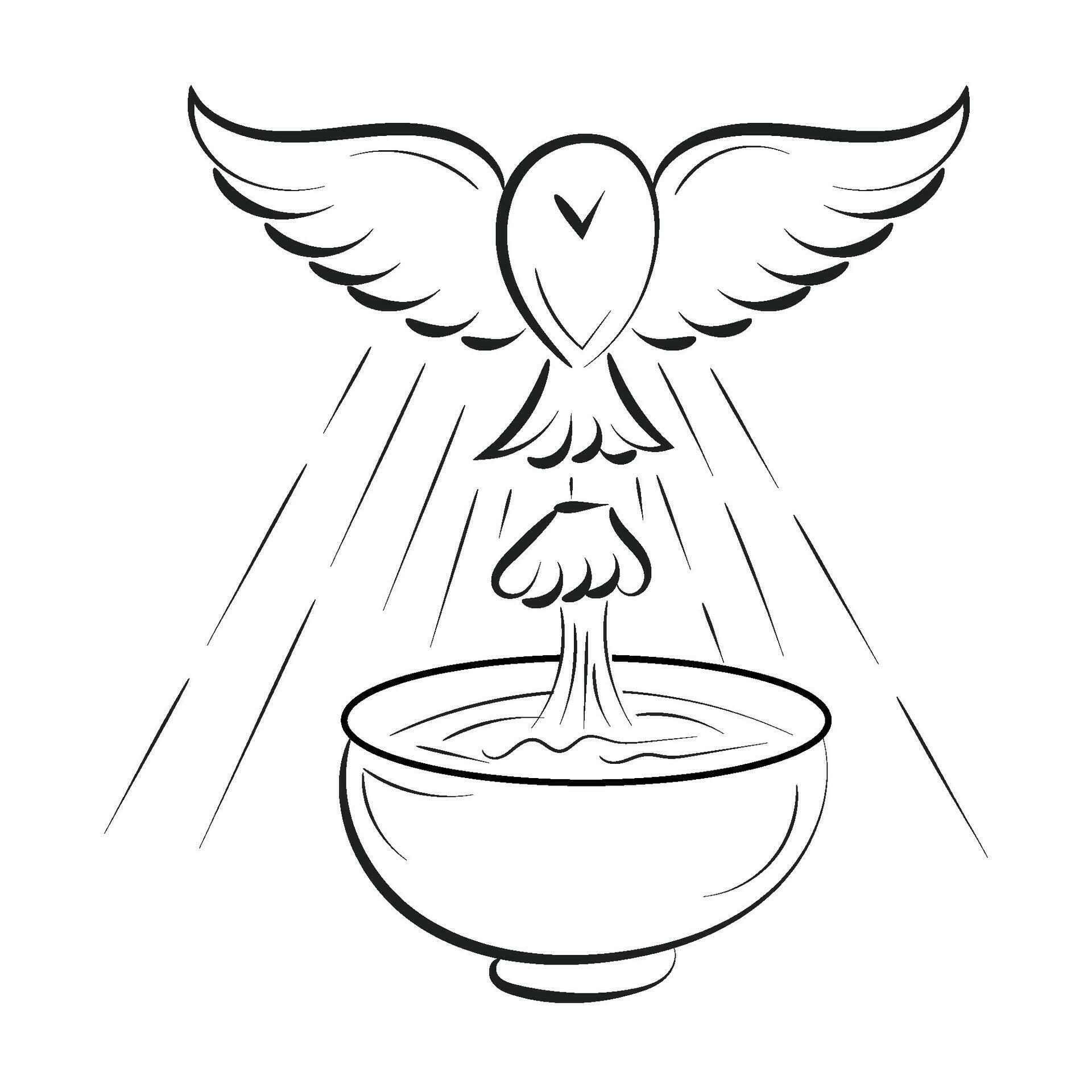 Catholic Baptism. Baptism symbol Sacraments of Catholic Church