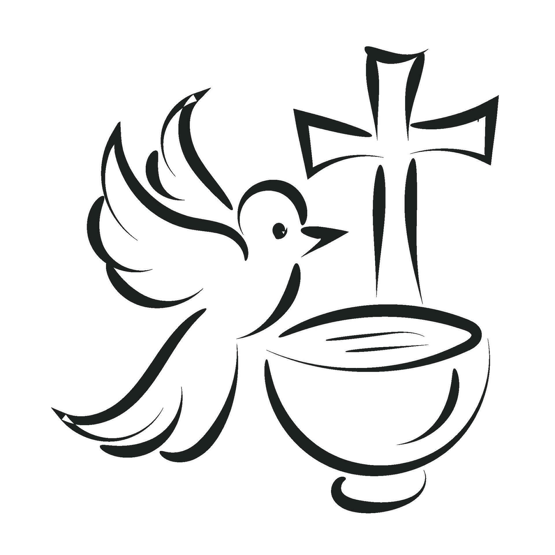 Catholic Baptism. Baptism symbol Sacraments of Catholic Church