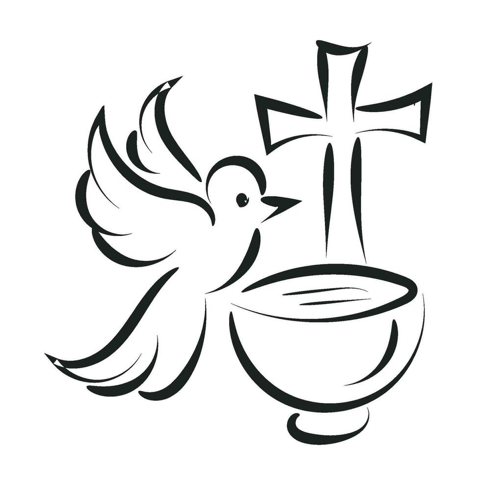 Catholic Baptism. Baptism symbol Sacraments of Catholic Church Eucharist. vector