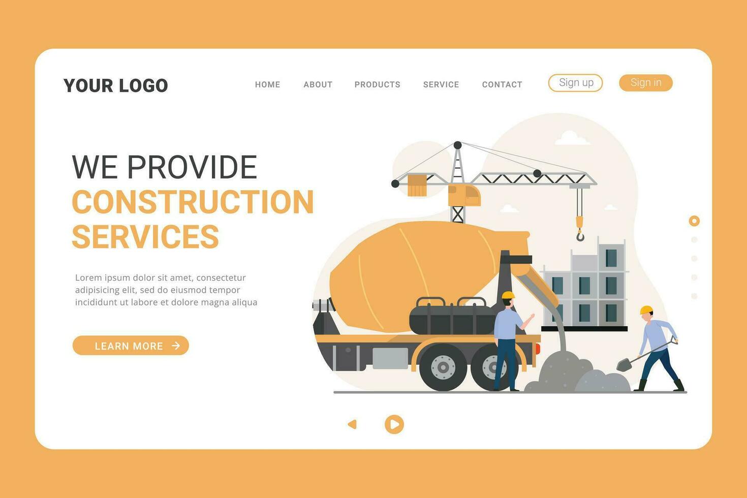 Landing page template web construction building vector