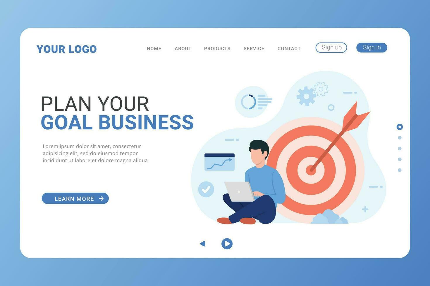 Landing page Business Goals Achievement Concept vector