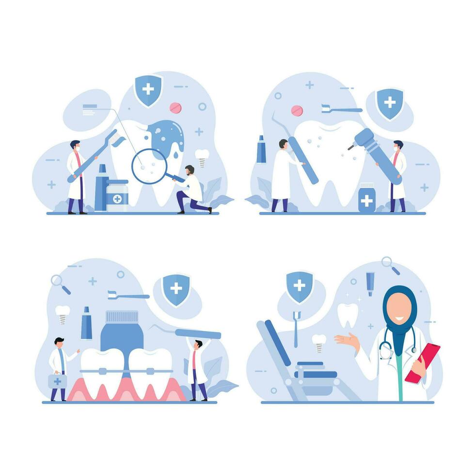 Set of dental care concept vector illustration