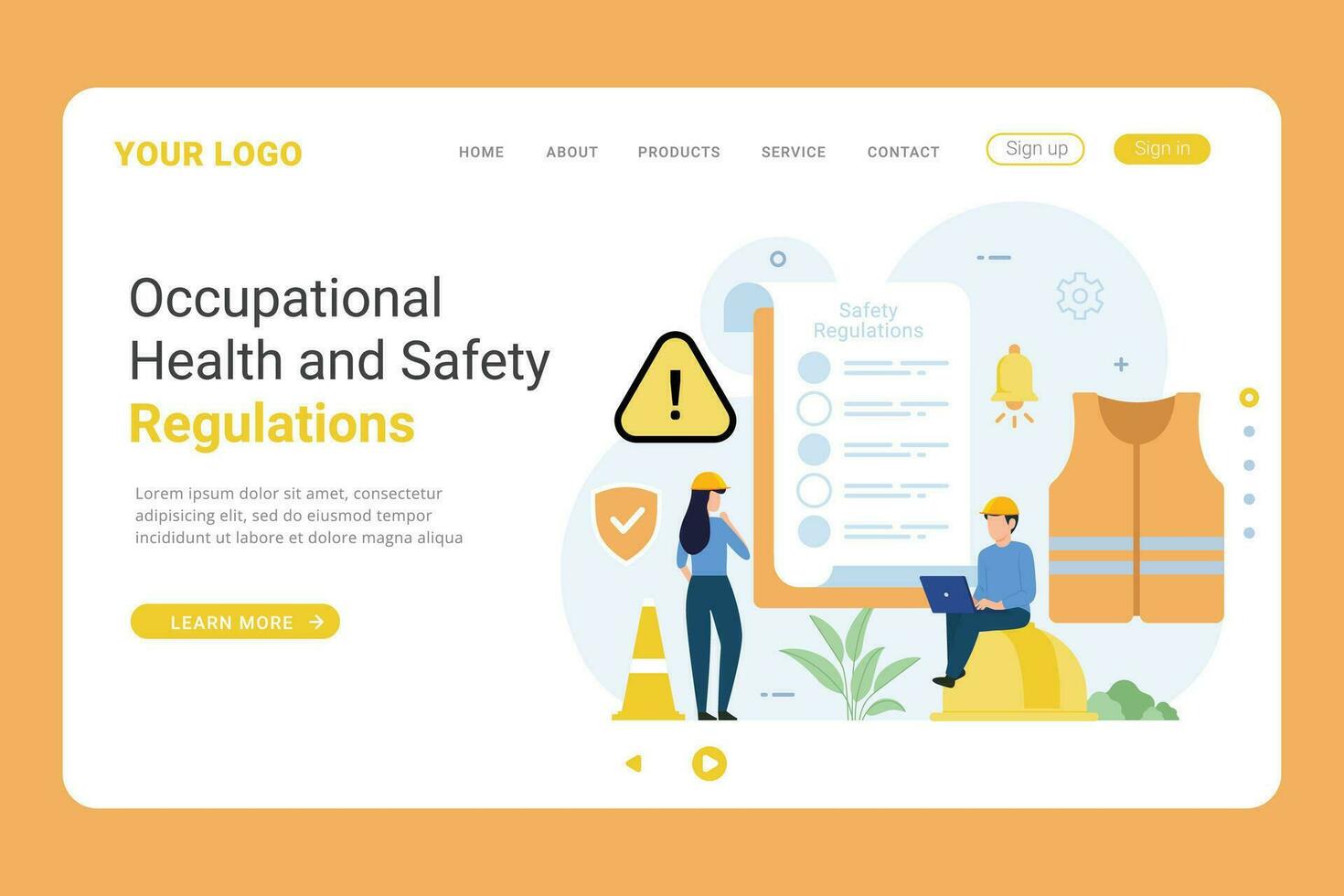 OSHA concept web banner and landing page template vector
