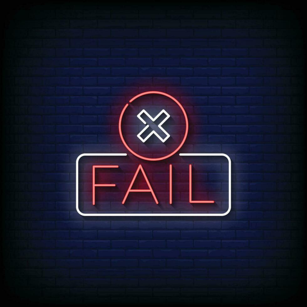 Neon Sign fail with brick wall background vector