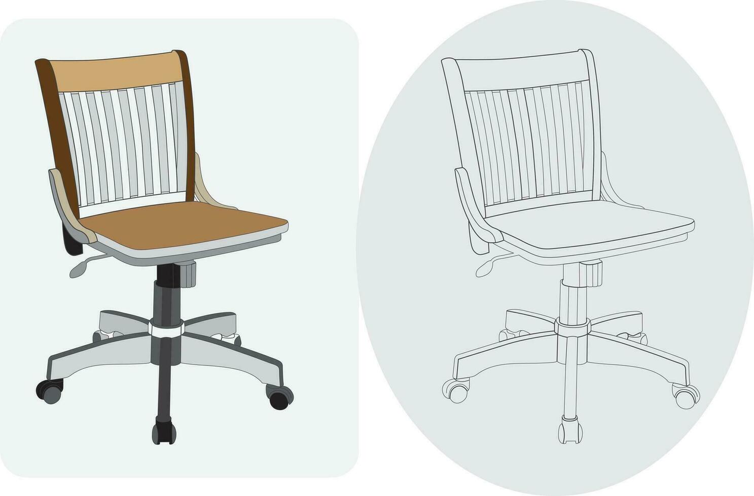 Comfortable office chair on wheel.  Realistic  design vector illustration.