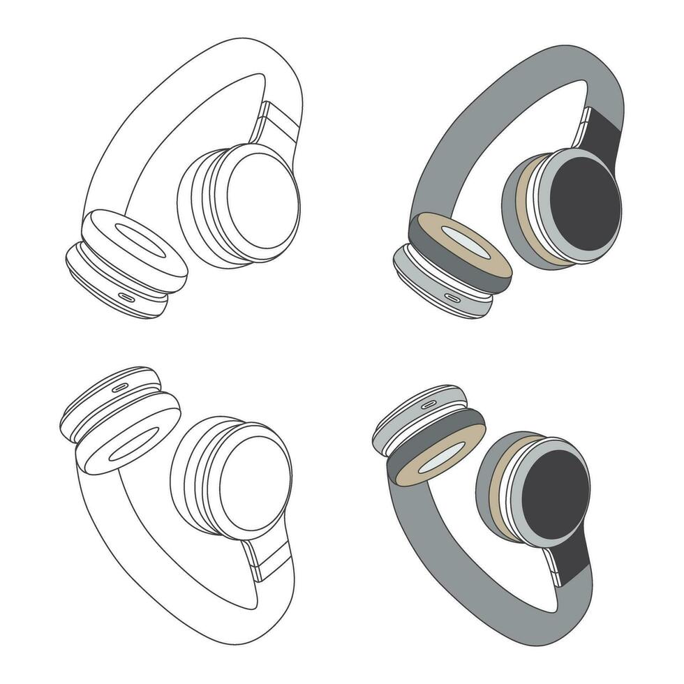 cabeza teléfono, inalámbrico auriculares línea arte, vector, eps10 vector