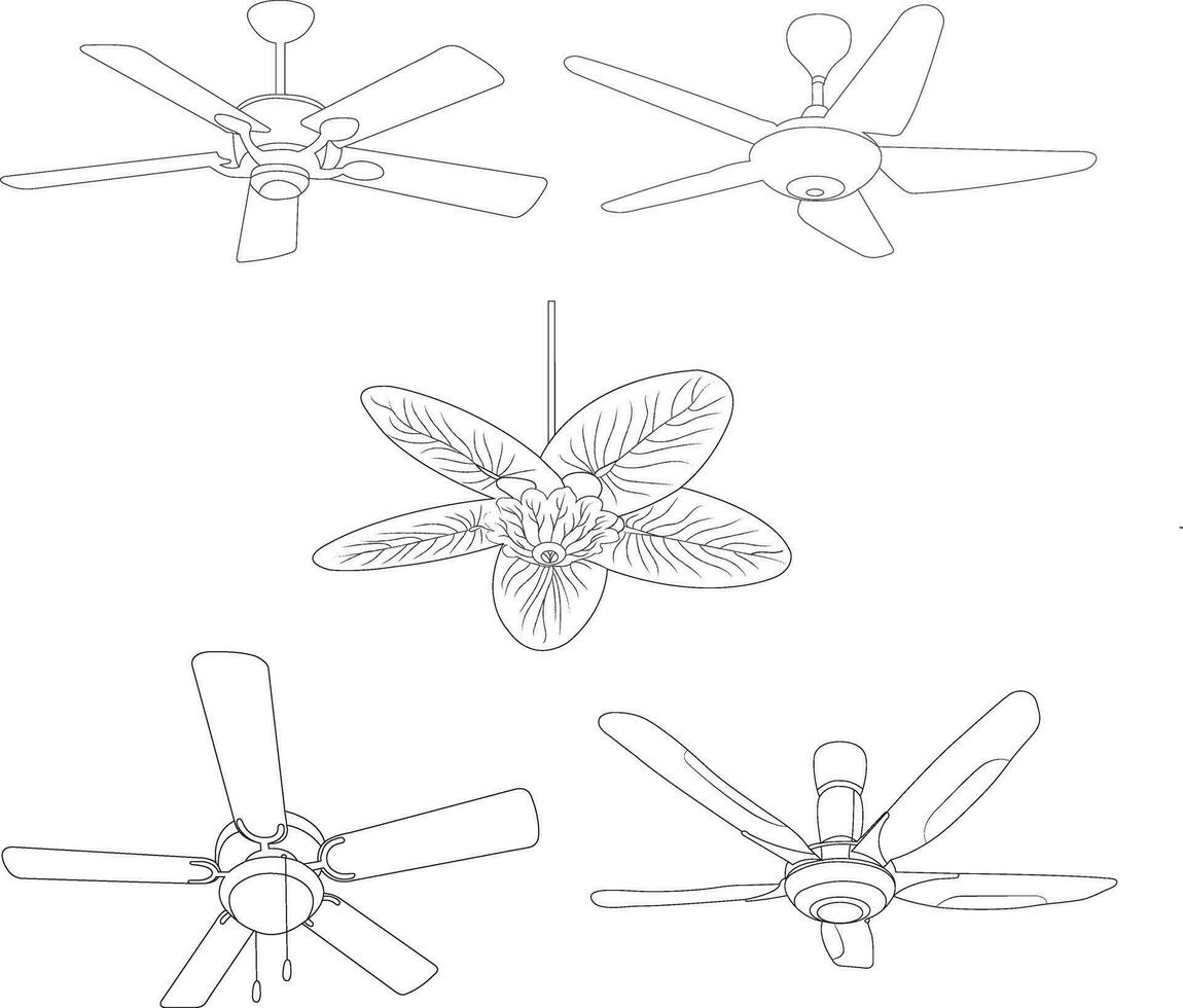 Good quality Electric fan set,  Beautiful design ceiling fan vector. vector