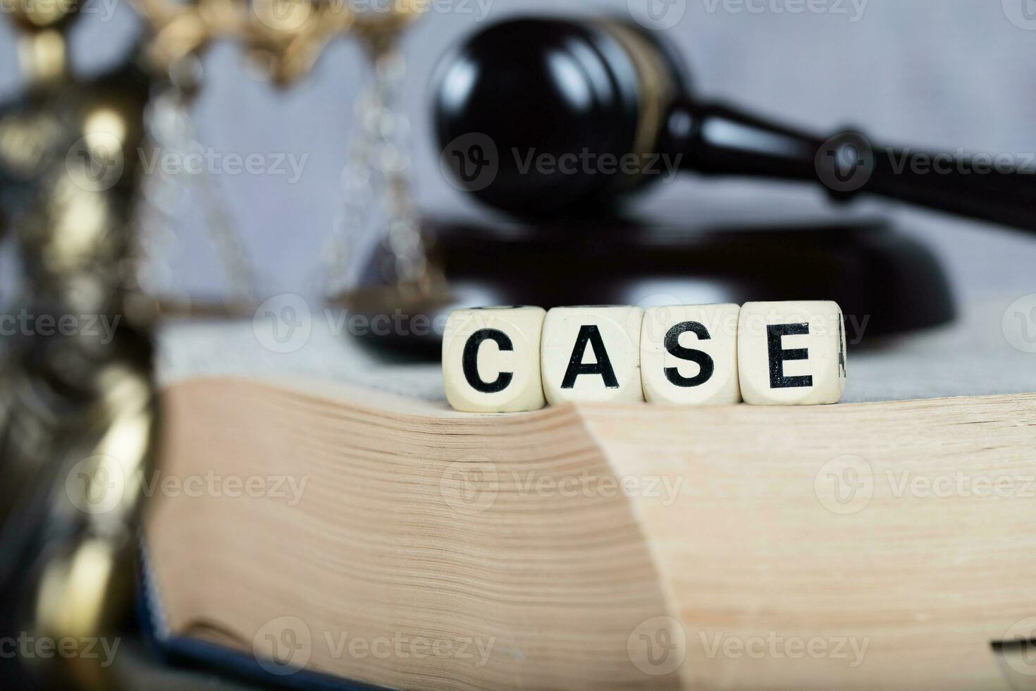 Word CASE composed of wooden letters. Closeup photo