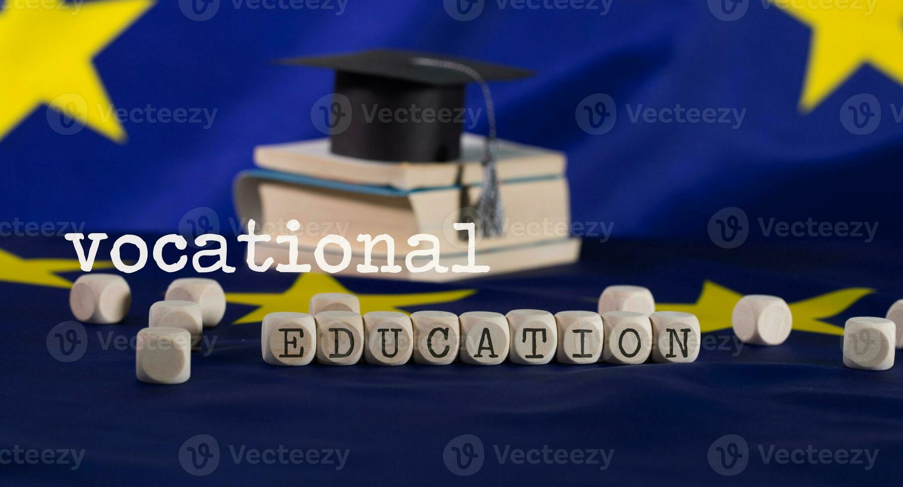 Words  VOCATIONAL EDUCATION composed of wooden letters. photo