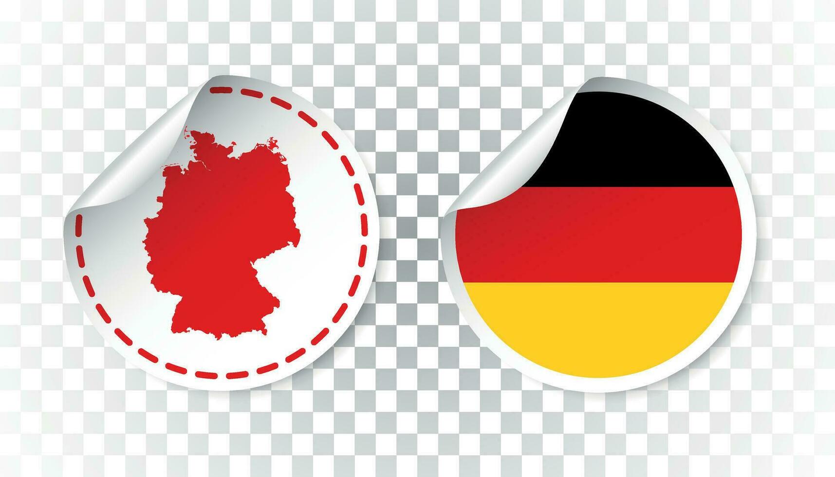 Germany sticker with flag and map. Label, round tag with country. Vector illustration on isolated background.