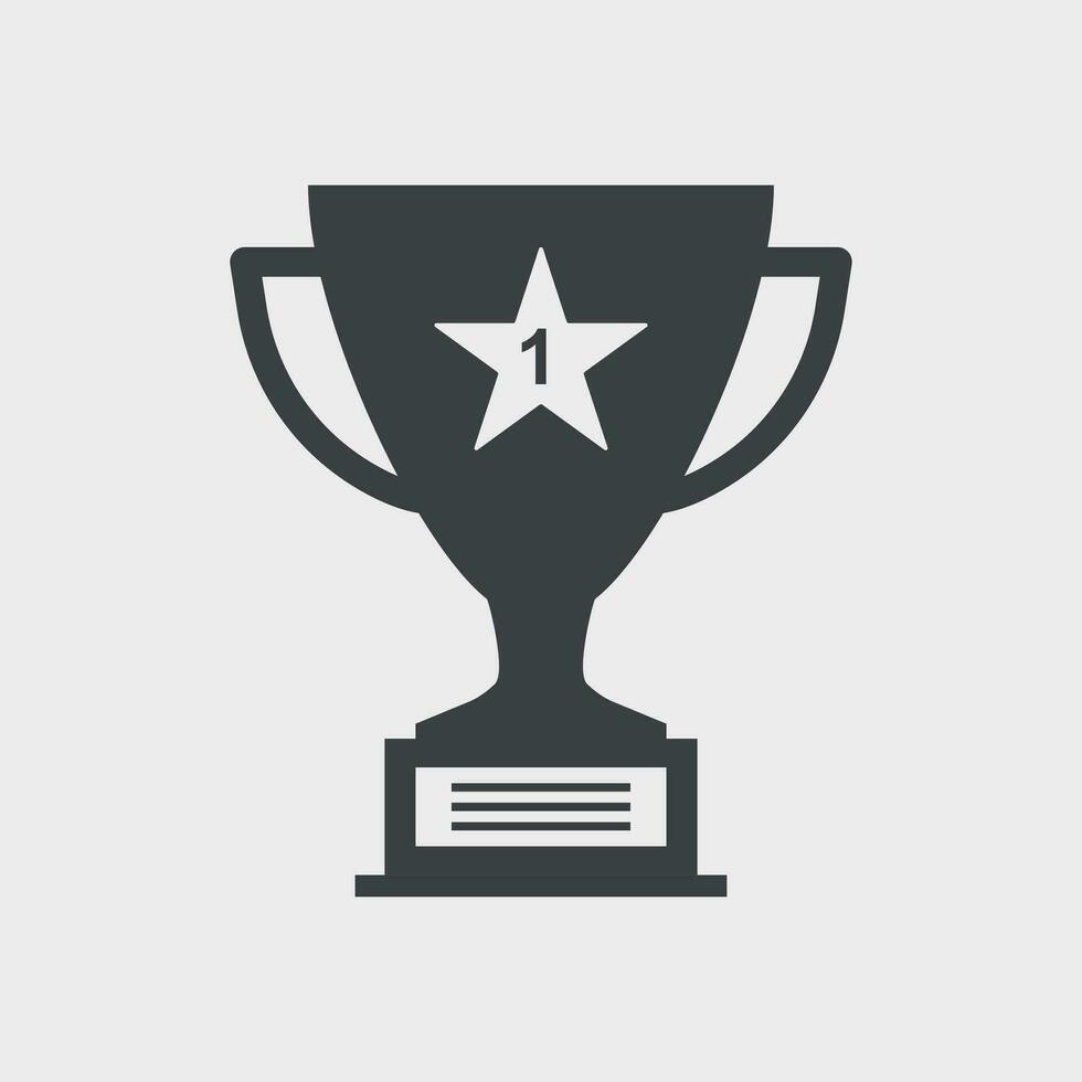 Trophy cup flat vector icon. Simple winner symbol. Black illustration isolated on white background.