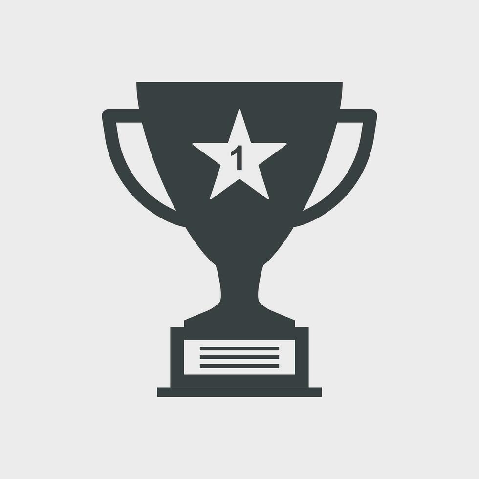 Trophy cup flat vector icon. Simple winner symbol. Black illustration isolated on white background.