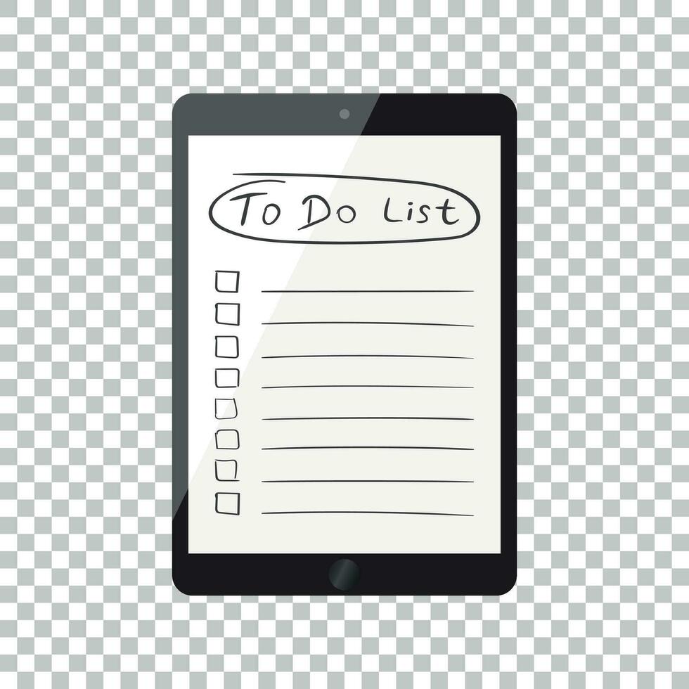 Businessman to do list, checklist with tablet computer. Check list icon flat vector illustration.