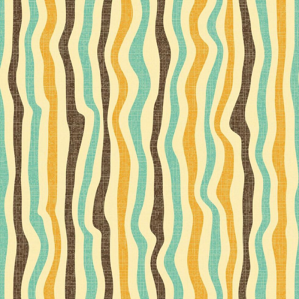 TEXTURED BEIGE YELLOW VECTOR SEAMLESS BACKGROUND WITH MULTICOLORED WAVY LINES