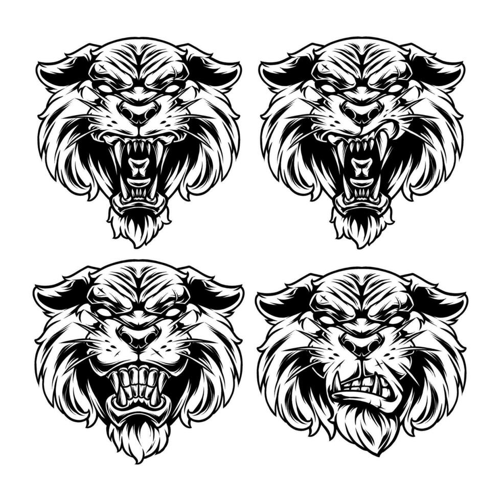 Various tiger expressions vector