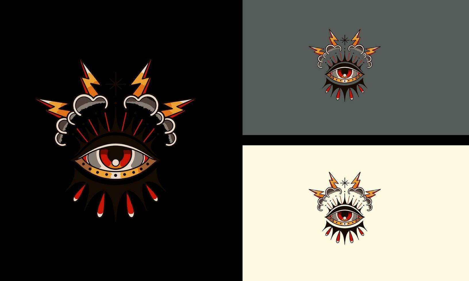 one eye with lightning vector mascot design