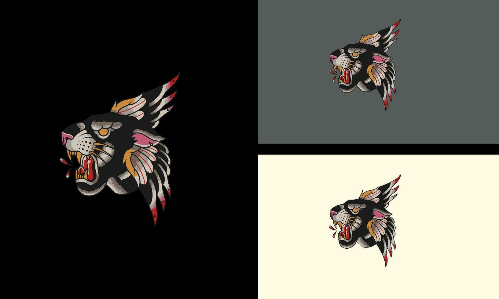 head panther and wings vector mascot design