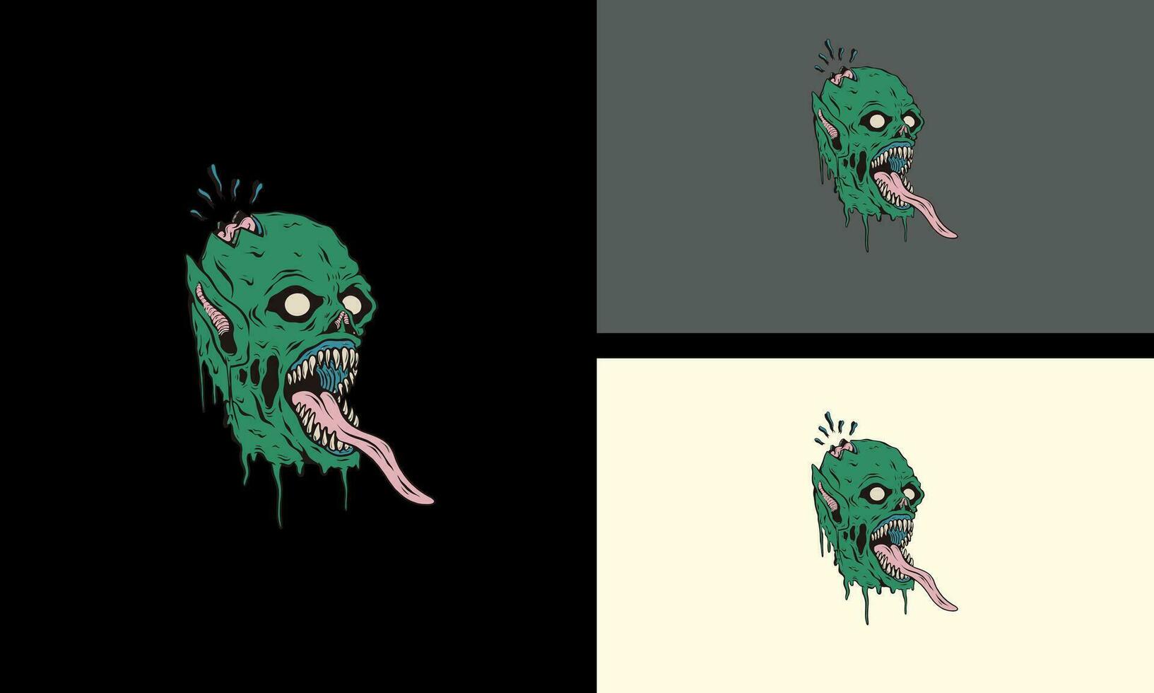 cabeza zombi vector ilustración mascota diseño