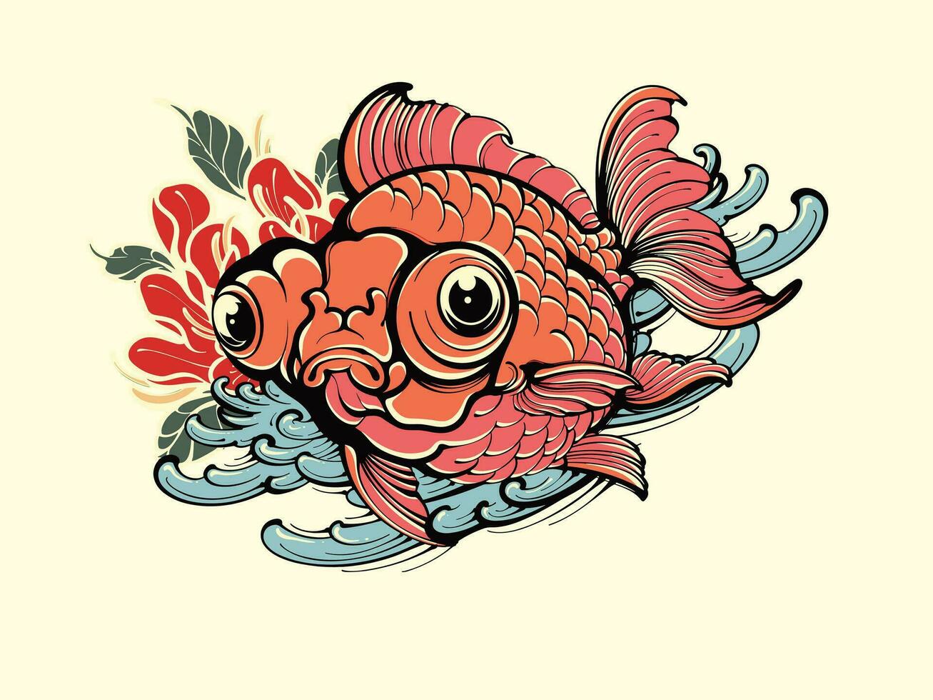 Cute baby goldfish vector