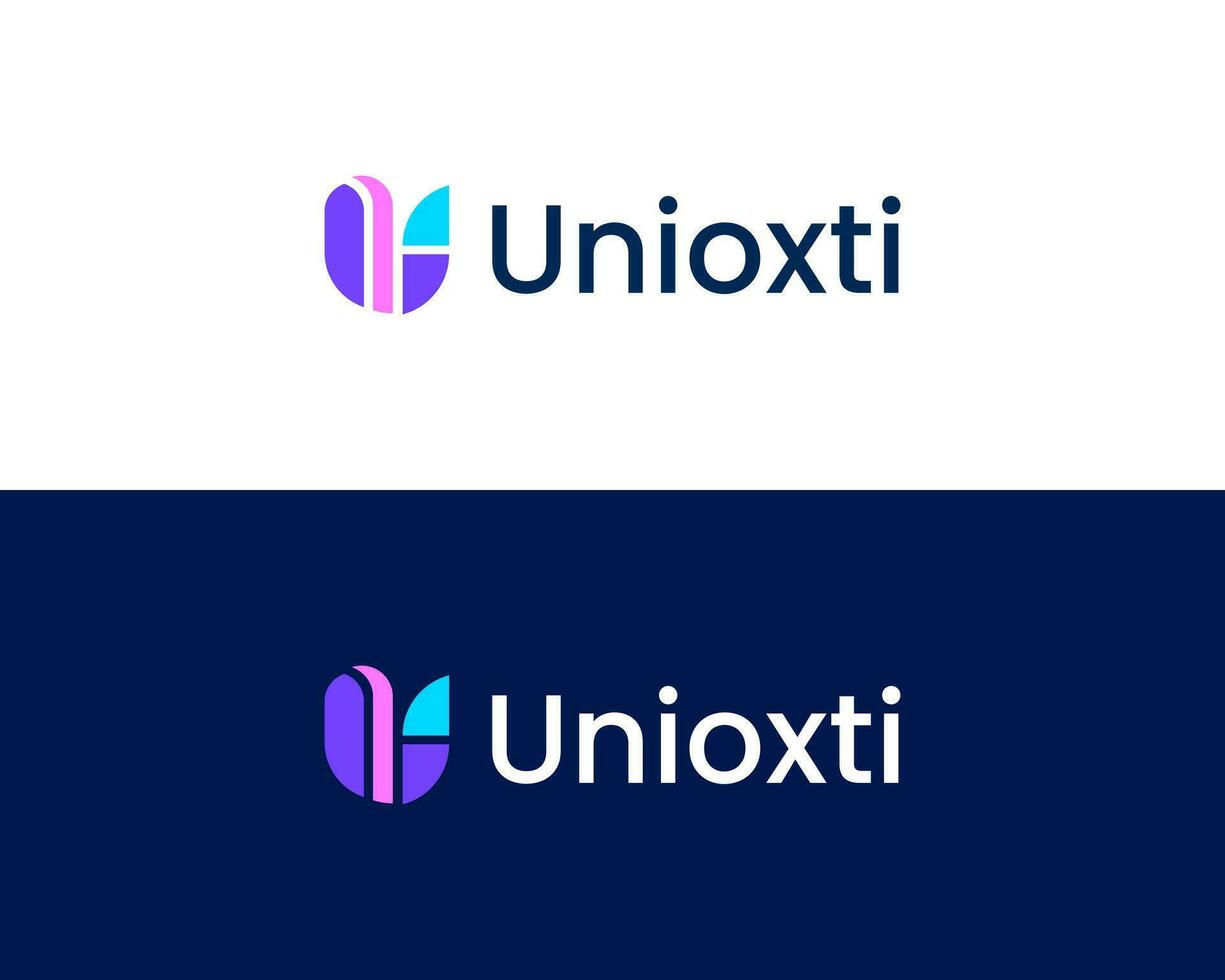 Letter u broken modern colorful logo design template vector