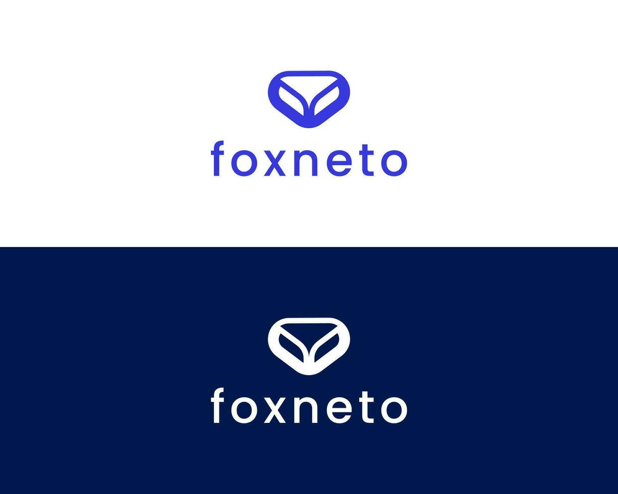 Fox head vector logo, M with fox logo design template